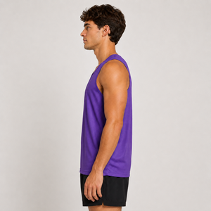 <b>Men's</b> V-Neck Mesh Tank Top Sleeveless Athletic Basketball Apparel Moisture Solid Color All Seasons Fit Private labels - Product Image 5