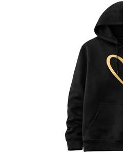 Conjunto de Sudadera con Capucha y Pantalones Deportivos con Estampado de Corazón Negro para Mujer, Sudadera de Felpa Cómoda, Pantalones Casuales a Juego, Estilo Invernal - Product Image 2