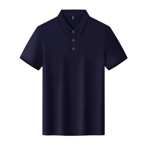 Polo de Algodón Azul Marino para Hombre, Manga Corta, Corte Regular, Color Sólido, Estilo Casual, Diseño de Cuello de Punto Piqué - Product Image 1