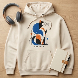 Sudadera con Capucha Personalizada con Gráfico Abstracto de Gato, Estilo Casual Urbano para Hombre, Sudadera con Capucha con Estampado Animal, OEM, ODM, Venta al Por Mayor - Product Image 5