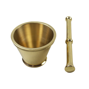 Mortero y pilón de latón de alta calidad con grabado y acabado pulido para moler café y especias manualmente, utensilio de cocina Pankutti - Product Image 2