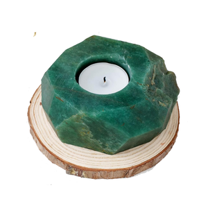 Support de bougie en pierre naturelle sculptée à la main en jade vert néphrite, pierre précieuse agate, pour la lithothérapie, vente en gros - Product Image 2