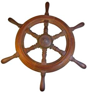 Volant de bateau en bois fait main de haute qualité, à suspendre au mur, avec centre en laiton poli à six branches, style antique, décoration intérieure - Product Image 2