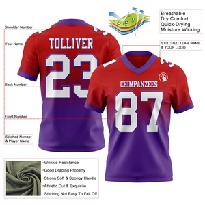 Camiseta de Fútbol Roja Personalizada, Malla Blanca y Morada, Diseño Auténtico, Diseñada para un Rendimiento, Comodidad y Destaque Atlético - Product Image 2