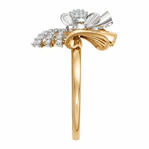 Anillo de cóctel floral con diamante cultivado en laboratorio, corte redondo, centro en racimo, oro rosa, anillo llamativo de dos tonos, joyería personalizada OEM ODM - Product Image 2