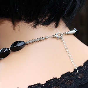 Handmade Black Onyx necklace Beaded Gemstone Statement Jewelry Chunky <b>Collar</b> choker for women - Product Image 3