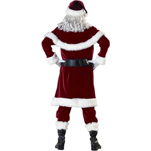 Men santa claus costume cheap rate white fur trim <b>christmas</b> premium quality embroided velvet good fabric men santa claus costume - Product Image 3