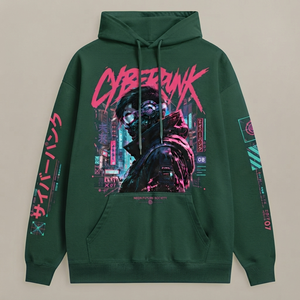 Sudadera con Capucha para Hombre Cyberpunk 2077, Amarilla con Estampado Frontal, Estilo Urbano con Bolsillos, Tejido de Algodón, Corte Regular, para Otoño - Product Image 3