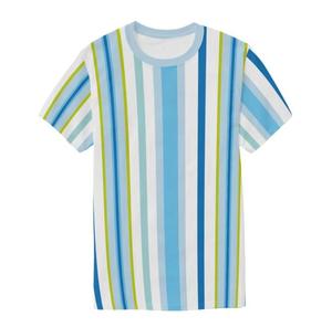 Camiseta Casual de Manga Corta con Cuello Redondo y Rayas para Hombre, Corte Regular, Tejido de Punto, Diseño Estampado en la Parte Delantera - Product Image 3