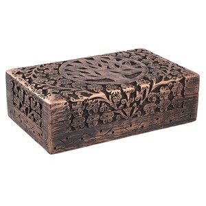 Caja de Joyería de Madera de Mango Tallada a Mano con Incrustaciones de Latón |   Venta al por mayor desde India - Product Image 4