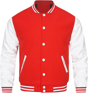OEMODM Custom <b>Men's</b> Varsity <b>Jackets</b> Faux Leather Sleeve Letterman Boys College <b>Baseball</b> <b>Jacket</b> Letterman Varsity <b>Jacket</b> <b>for</b> <b>Men</b> - Product Image 1