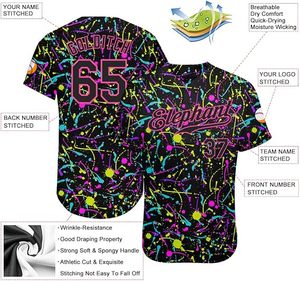 Maillot de baseball personnalisé imprimé par transfert thermique, noir, imprimé néon, polyester/nylon, antibactérien, 220g, manches courtes, unisexe, pour équipe - Product Image 2