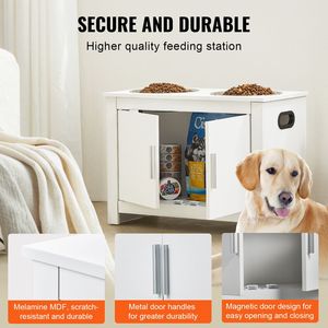 ที่วางชามอาหารสุนัข2ชั้นพร้อมตู้เก็บของเล่นและอาหาร - Product Image 6