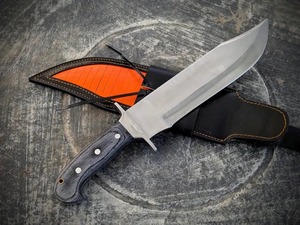Cuchillo Bowie con mango de madera, hoja de acero inoxidable, punta de clip, herramienta de caza y supervivencia para exteriores, grado industrial OEM, garantía de 3 años - Product Image 4