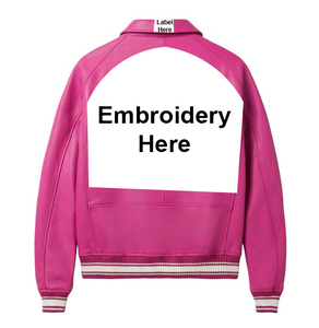 Veste universitaire en cuir tanné rose Trex Exports, broderie, fermeture éclair sur le devant, col montant, bouton unique, unisexe, décontractée, hiver - Product Image 2