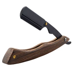 Sandalwood Handle Face Barber Shaver Eyebrow <b>Razor</b> Men's Replaceable Stainless Steel <b>Blades</b> Professional <b>Blade</b> Shaving <b>Razors</b> - Product Image 1