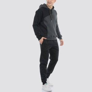 Ensemble de survêtement 2 pièces XXL pour homme, respirant, noir/gris, avec logo personnalisé, veste extensible dans les quatre sens, 100 % extensible, vente en gros - Product Image 3