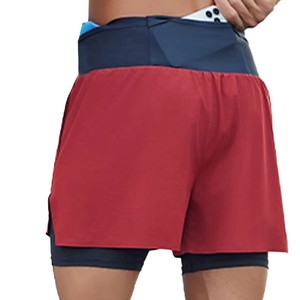 Shorts de sport taille haute pour homme, couleur unie, séchage rapide, avec poches, taille élastique, tricotés en Spandex et Polyester, OEM ODM Homme - Product Image 6