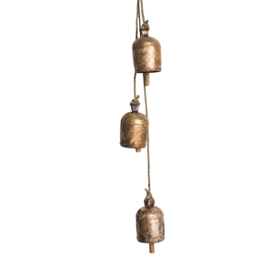 Rustic Christmas Hanging <b>Bells</b> Vintage Brass Finish <b>Cow</b> <b>Bell</b> on Jute Rope With Wooden Bar Farmhouse Holiday Wall Decor Wholesale - Product Image 5