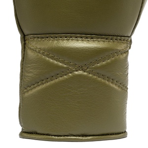 Gants de boxe en cuir vert olive FLY, à lacets, pour adultes, avec protection respirante des poignets - Product Image 5
