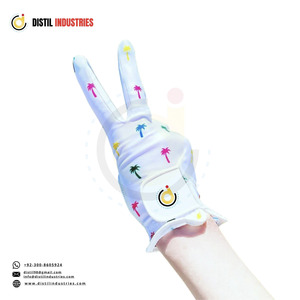 Gants de golf en cuir Cabretta de qualité supérieure, écologiques, personnalisés en gros, DISTIL INDUSTRIES, imprimé palmier, main droite, unisexe - Product Image 2