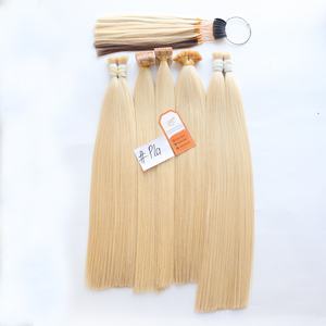 Venta al por mayor 100% doble dibujado cutícula Remy extensiones de cabello vietnamita sedoso cinta recta Color Rubio alta calidad trama única - Product Image 6
