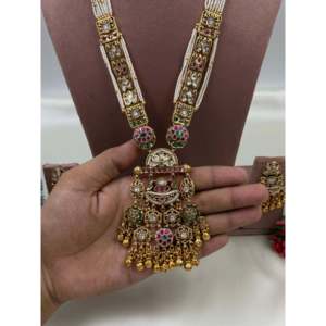 Myra Chorski Heritage <b>Gold</b> Plated CZ Bridal Long Necklace & Earring <b>Set</b> - Product Image 2