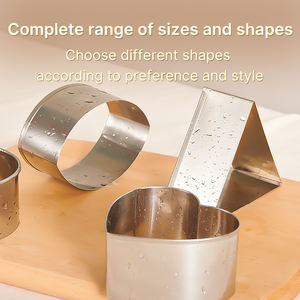 ชุดวงแหวนเค้กมูสสับปะรดรูปหัวใจทำจากสแตนเลส-แม่พิมพ์ขนมและอบแบบ DIY, วงแหวนกลมสำหรับอบ - Product Image 4