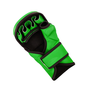 Best Quality MMA Gloves Adult Green Color Martial Arts Wear Genuine Leather Lightweight Adjustable Straps <b>Hook</b> Loop Closure - Product Image 6