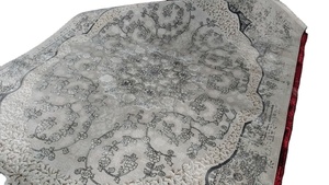 Tapis Irani fabriqué à la machine | Tapis WILTON Tapis rouge haut de style persan | Tapis gris et beige vintage pour salon et chambre à coucher - Product Image 5