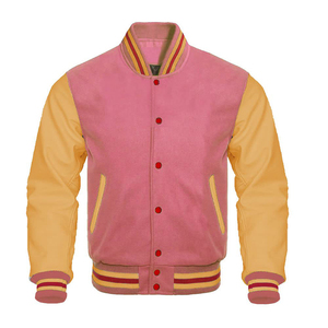 Veste de baseball varsity premium pour homme avec manches contrastées en similicuir, doublure matelassée douce, col, poignets et ourlet côtelés - Product Image 1