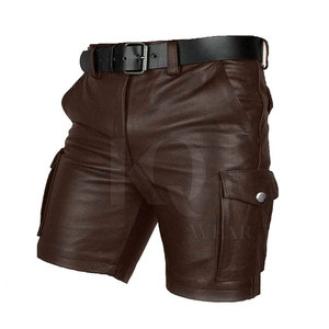Shorts en cuir décontractés urbains pour hommes, taille mi-haute, avec fermeture éclair, légers et respirants, sensation confortable et détendue - Product Image 2