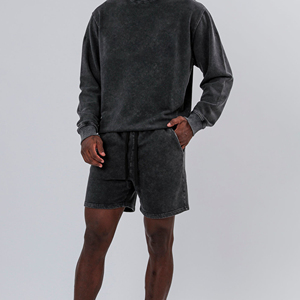 ชุดกางเกงขาสั้นผู้ชายคุณภาพสูงแบบย้อมสีเอซิด พร้อมโลโก้สั่งทำพิเศษ ระบายอากาศได้ดี แห้งเร็ว ผ้าฝ้าย พิมพ์ลายโลโก้แบบสกรีน สีพื้น - Product Image 3