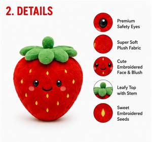 Juguete de peluche de fresa para perro, juguete de peluche de fruta lindo para mascotas, juguete chirriante para perros, juguete duradero para mascotas, juguete para la dentición de cachorros - Product Image 3