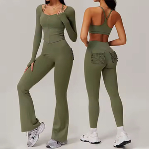 Ensembles d'entraînement complets pour femmes, avec short de yoga respirant et absorbant l'humidité, taille haute, cordon de serrage, motif lettres simple, haute qualité, personnalisable - Product Image 1