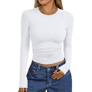 2025 Y2K mode reine femmes hauts courts à manches longues basique entraînement t-shirts sortir automne vêtements tenues reine femmes Yoga haut - Product Image 5