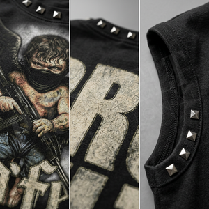 Fashionable Style Custom Gothic Sleeveless Tank Top Angel Graphic Studded Punk Streetwear Muscle Shirt Summer Casual Trendy - Product Image 4