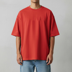 เสื้อยืดผู้ชายทรงโอเวอร์ไซส์ ผ้าฝ้าย 100% คุณภาพพรีเมียม ทรงบ็อกซี่ ไหล่ตก คอกลม ผ้าถักยาวพิเศษ ป้องกันการเป็นขุย - Product Image 5