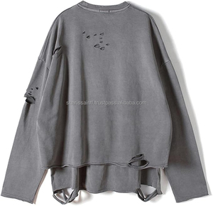 100% algodón polar de gran tamaño en blanco Vintage lavado ácido sudadera logotipo personalizado sudadera desgastada sudadera de gran tamaño - Product Image 6