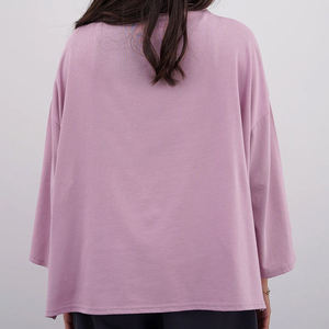 Camiseta de algodón holgada y extragrande para mujer con hombros caídos, estampado digital, estilo urbano, lisa - Product Image 6