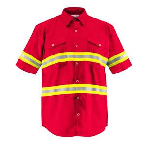 Premium Half Sleeve Work Shirts Hi Vis <b>Reflective</b> <b>Safety</b> <b>Clothing</b> High Visibility in Large Sizes-4X-Large Red - Product Image 1