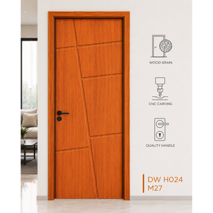 Puertas interiores modernas de WPC Dewoo, puerta impermeable CNC para apartamento - Product Image 1