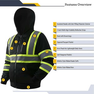 High Quality Hi Vis Reflective Hoodie Safety Workwear with Reflective Tape for Construction <b>Workers</b> Safety Reflective <b>Jacket</b> - Product Image 5