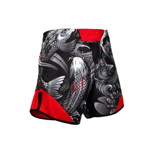 Pantalones Cortos Unisex de MMA con Estampado de Dragón Rojo y Negro, Impresión Digital, Transpirables, Ajuste Holgado, Poliéster, Absorción de Humedad, Ropa Deportiva de Combate - Product Image 1