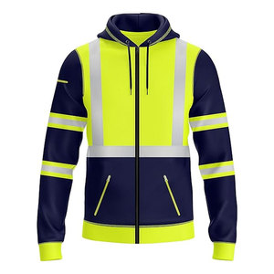 Mens <b>Hi</b>-<b>Viz</b> Front Zip <b>Hoodie</b> Reflective Tape High Visibility Safety Coat Sweatshirt Green Color <b>Hi</b> Vis <b>Hoodies</b> - Product Image 1