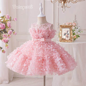 Vestido de Lujo al por Mayor para Niña, con Lazo de Mariposa, Elegante Vestido de Tul para Fiesta de Cumpleaños de Princesa, Vestido de Dama de Honor para Niñas - Product Image 1