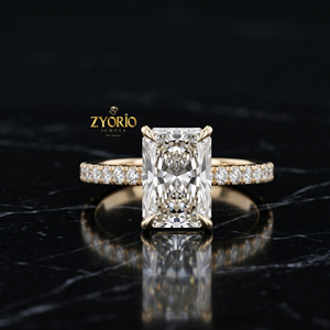 18K Gold Radiant Cut Moissanite Engagement <b>Ring</b> Luxury Pavé Solitaire Bridal <b>Ring</b> for Women - Product Image 4