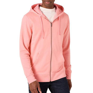 Men's Pink Zip-Up Hoodie Regular Fit Cotton Fleece Casual Hooded Sweatshirt Autumn Wear 2026 - Product Image 1
