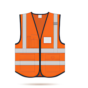 High Visibility Cotton Vest Safety Reflective Construction Unisex <b>Hi</b> Vis Orange Yellow Lime Green Pink Blue Black Mesh Pockets - Product Image 1