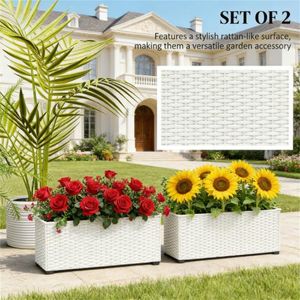Set di 2 Vasi Bianchi Sospesi per Fiori, Fioriere da Ringhiera, Solo Vasi Inclusi - Product Image 2